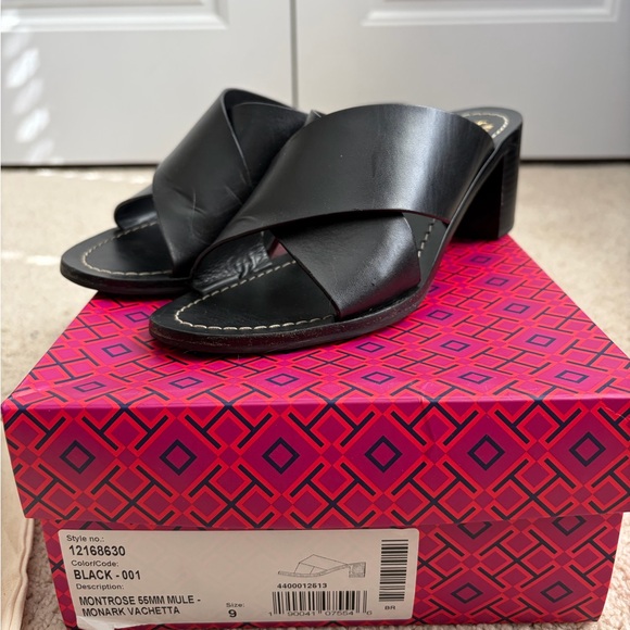 Tory Burch Montrose 55MM Mule Monark Vachetta Women's Shoes Size 9 Black - Picture 3 of 14